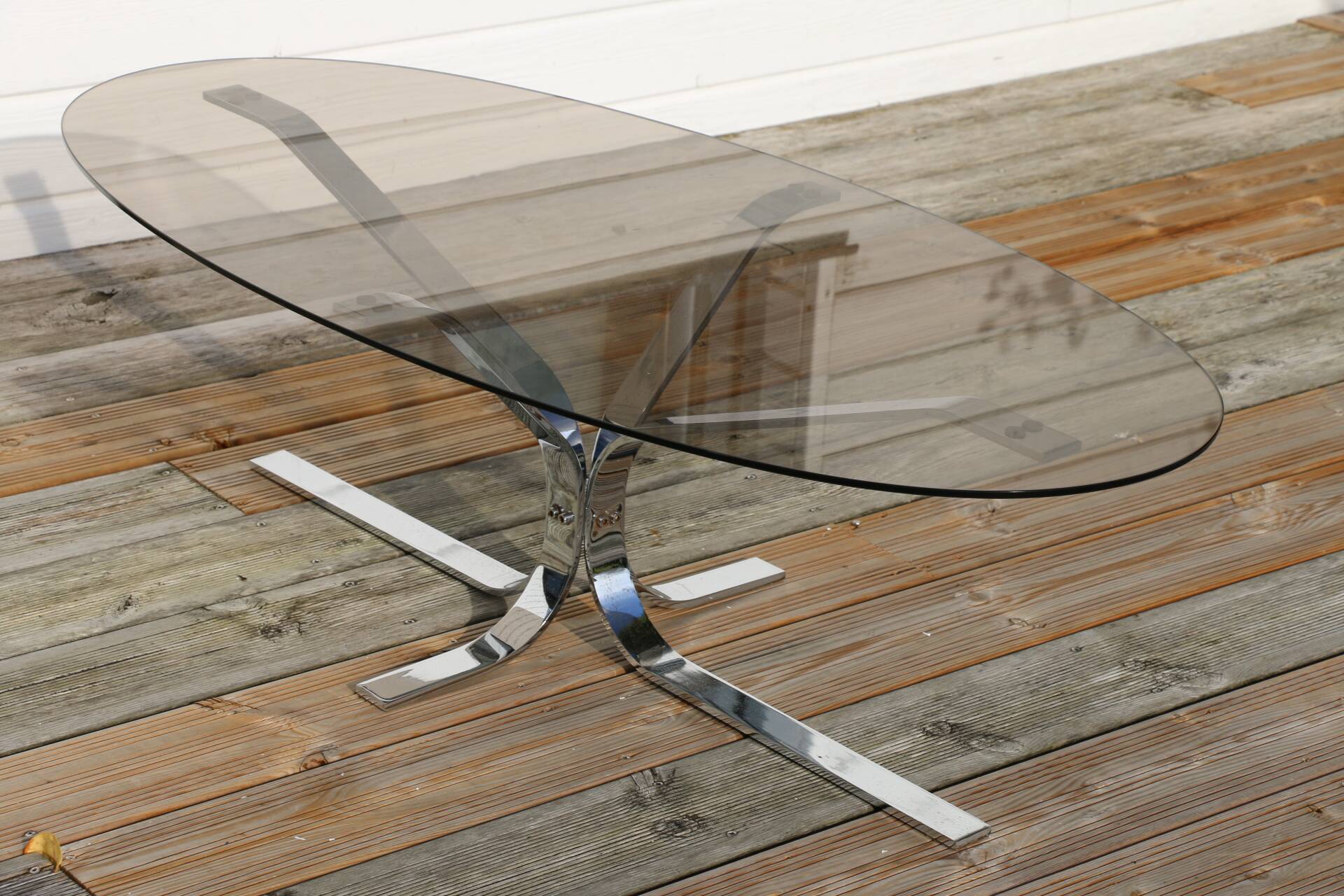 Table basse chrome et verre Dad