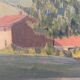 Old painting, landscape Monts Lyonnais, signed dated 1944