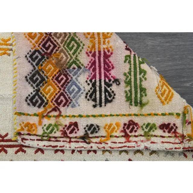 1970s Turkish Hand-Knotted Wool Cotton Beige Kilim Runner Rug 68x159