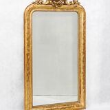 19th C Louis Philippe mirror with ornate rose crest