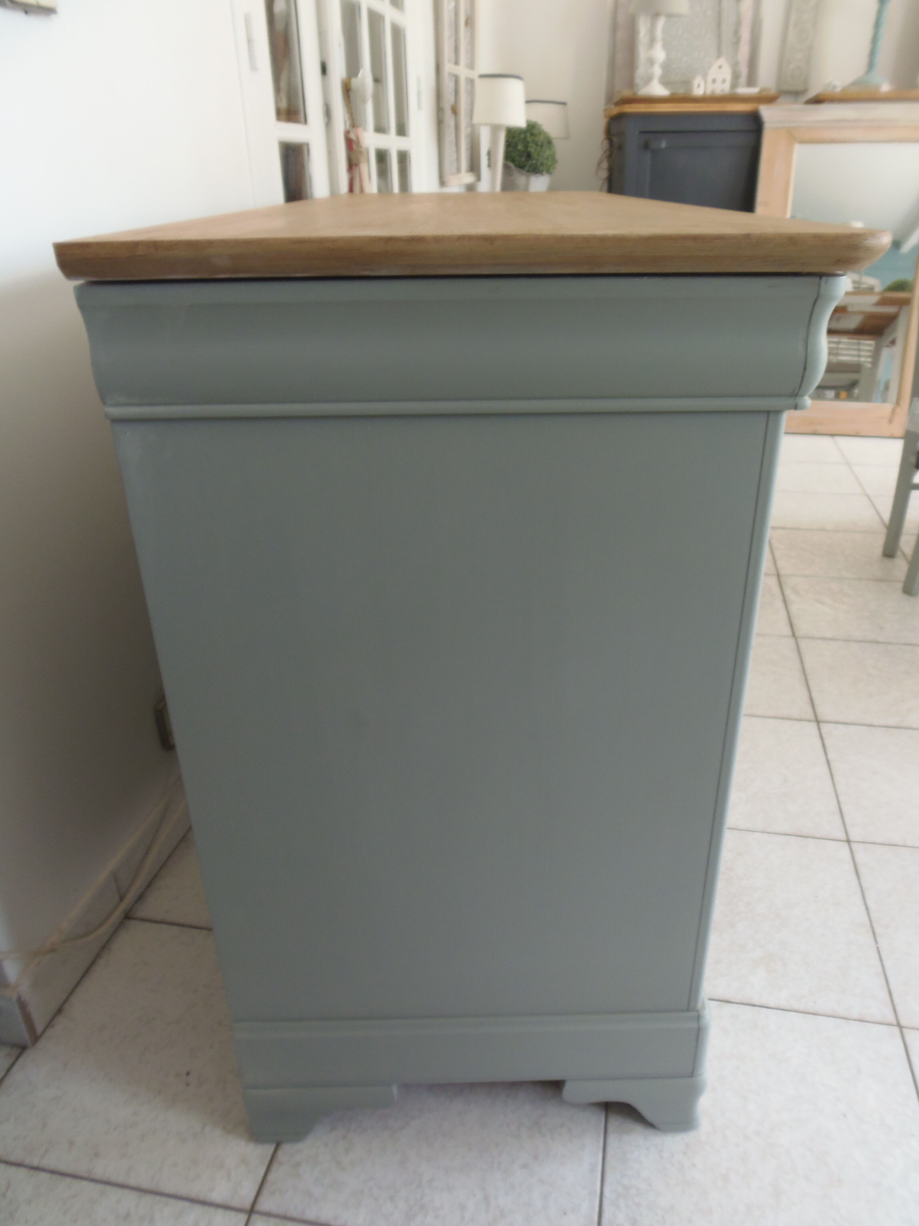 Louis Philippe style chest of drawers, 8 drawers green of gray