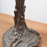 Silver metal candlesticks.
