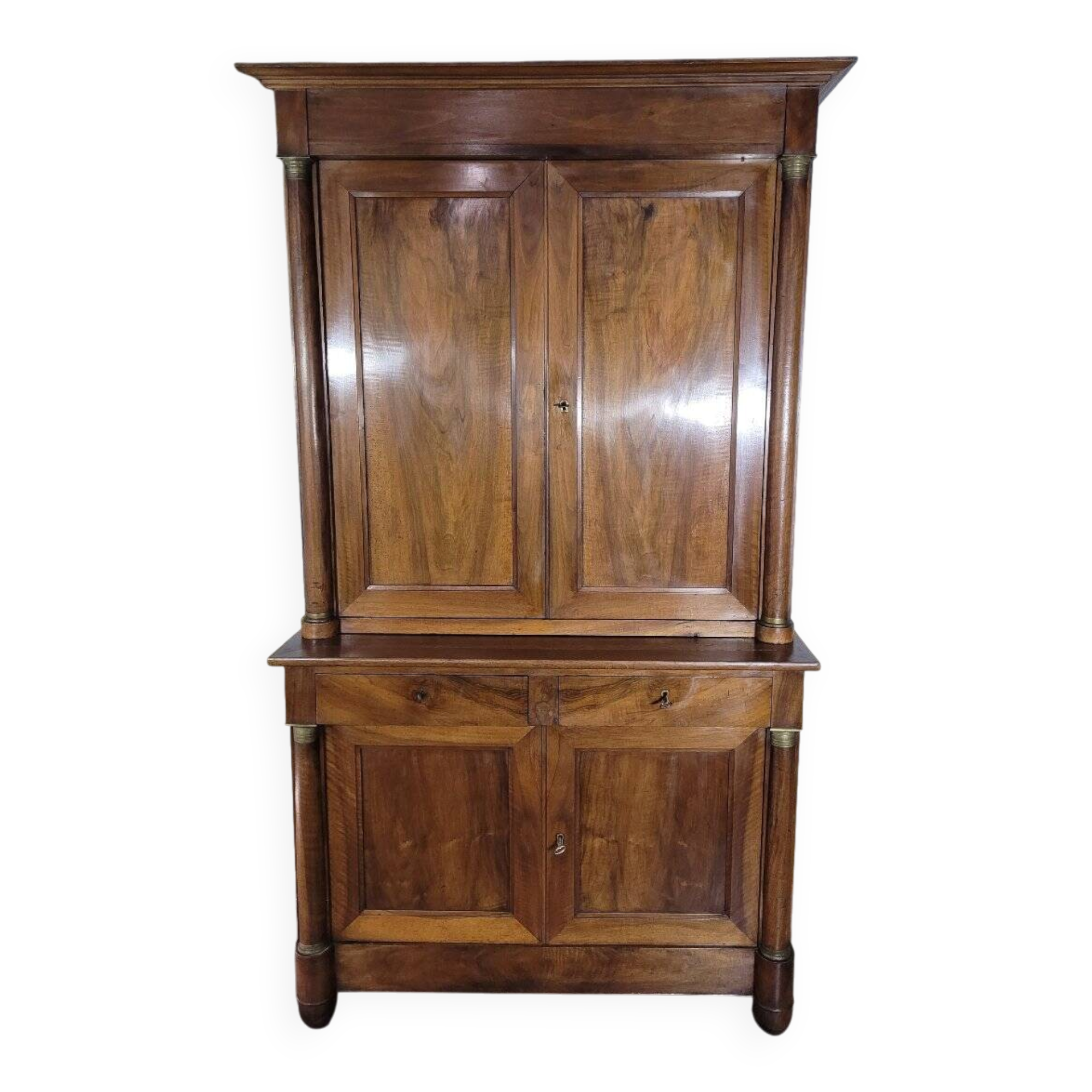 Buffet deux corps Empire en noyer