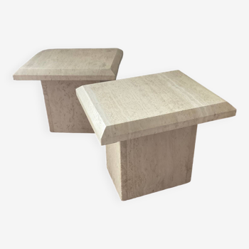 Duo of vintage travertine coffee tables