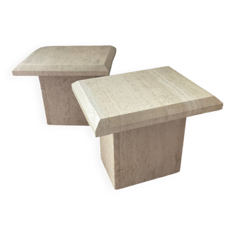 Duo of vintage travertine coffee tables