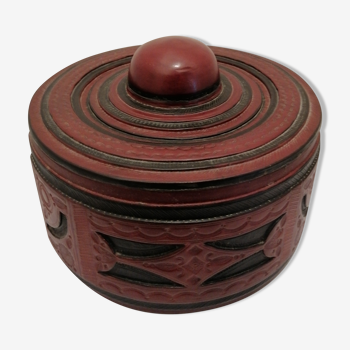 Touareg box of mali in wood and leather