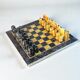 Vintage Italian genuine alabaster chess set with carved pieces, 1970