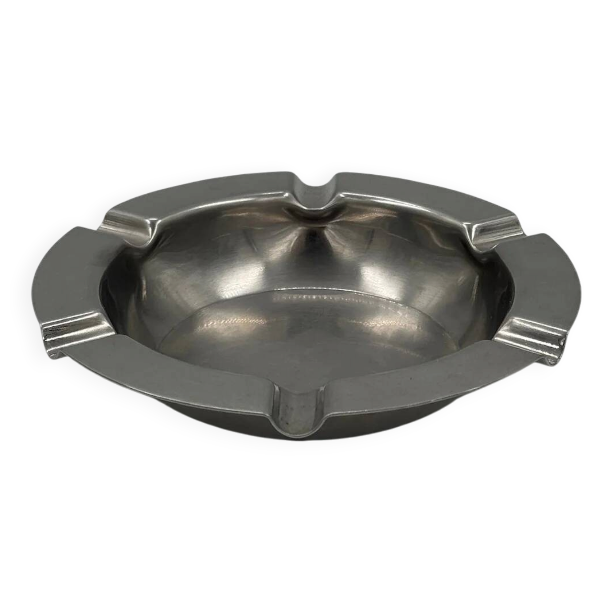Vintage round ashtray in stainless steel