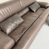 Antique buffalo leather sofa and pouf, de sede n' 18 design, from the 80s