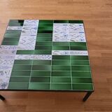 Roger Capron table in glazed green ceramic, France, vintage design.