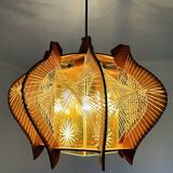 Mid Century wood hanging lamp wooden