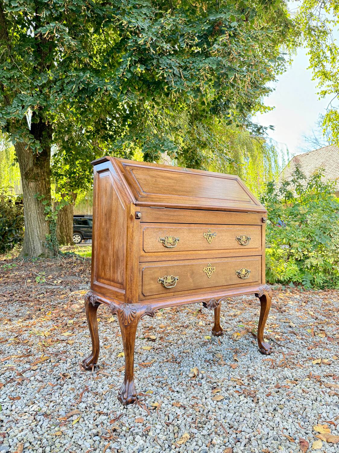 Chippendale Style Mahogany Slant-Leaf Desk/Secretary