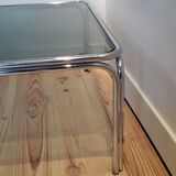 Table low metal and smoked glass