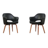 Ensemble de deux fauteuils en cuir Eero Saarinen pour Knoll