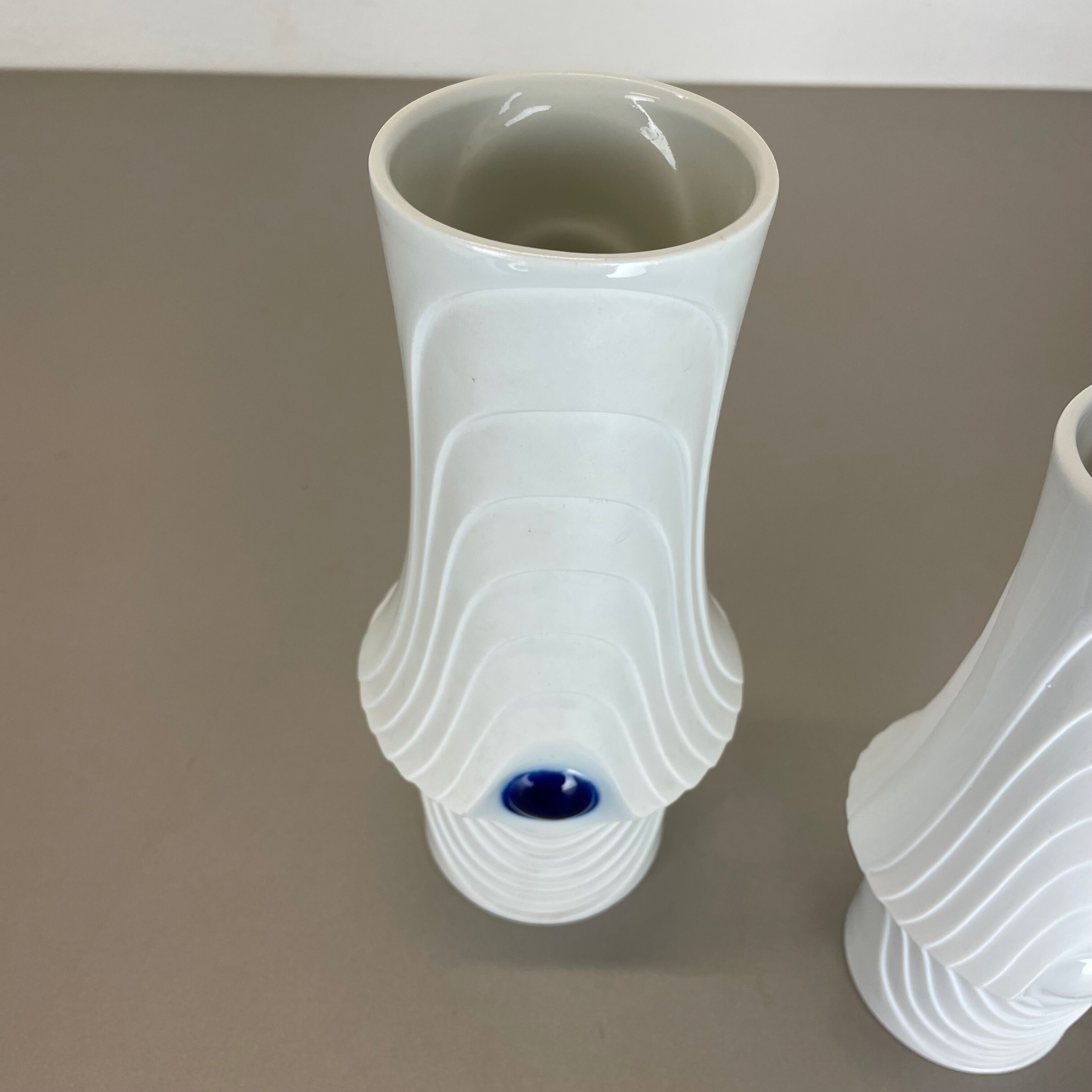 Set of 2 Original Porcelain Op Art Vase Made by Royal Bavaria KPM Germany, 1970s