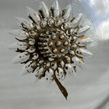 Sugar bowl box with glass lid floral decoration.