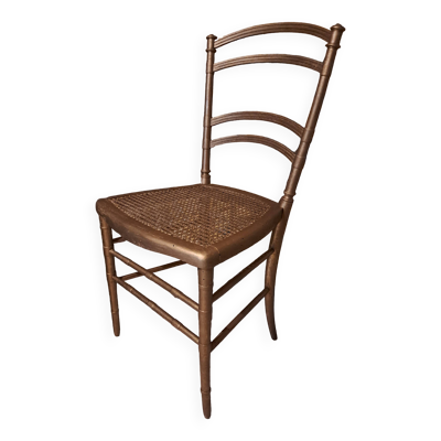 Chaise de style Napoléon III dit modèle Opéra en bois travaillé et cannage sur assise restaurée 1850