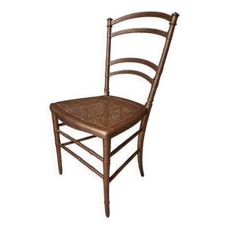 Chaise de style Napoléon III dit modèle Opéra en bois travaillé et cannage sur assise restaurée 1850