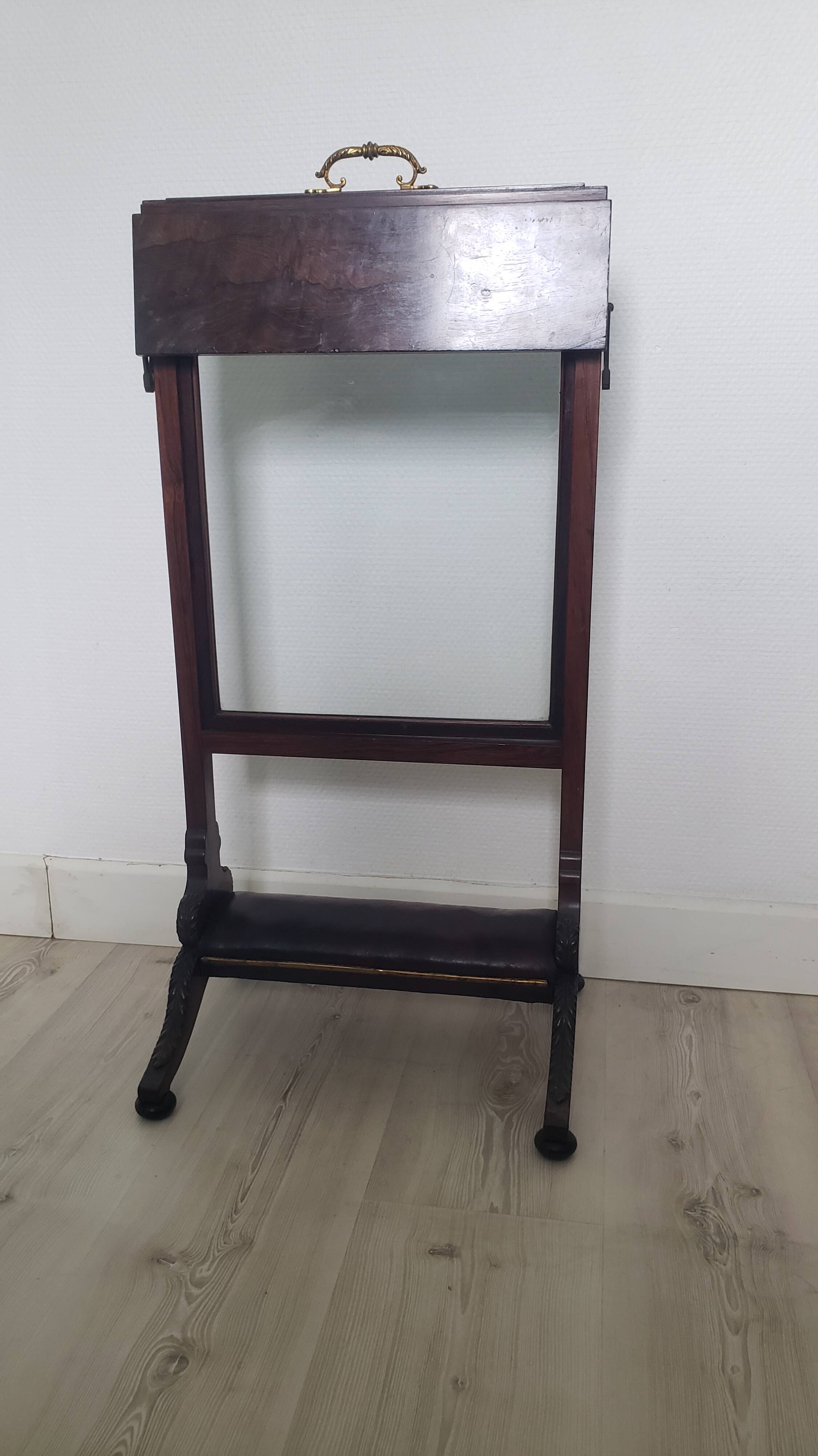 Fireplace or heat screen with leather footrest 13th-14th century