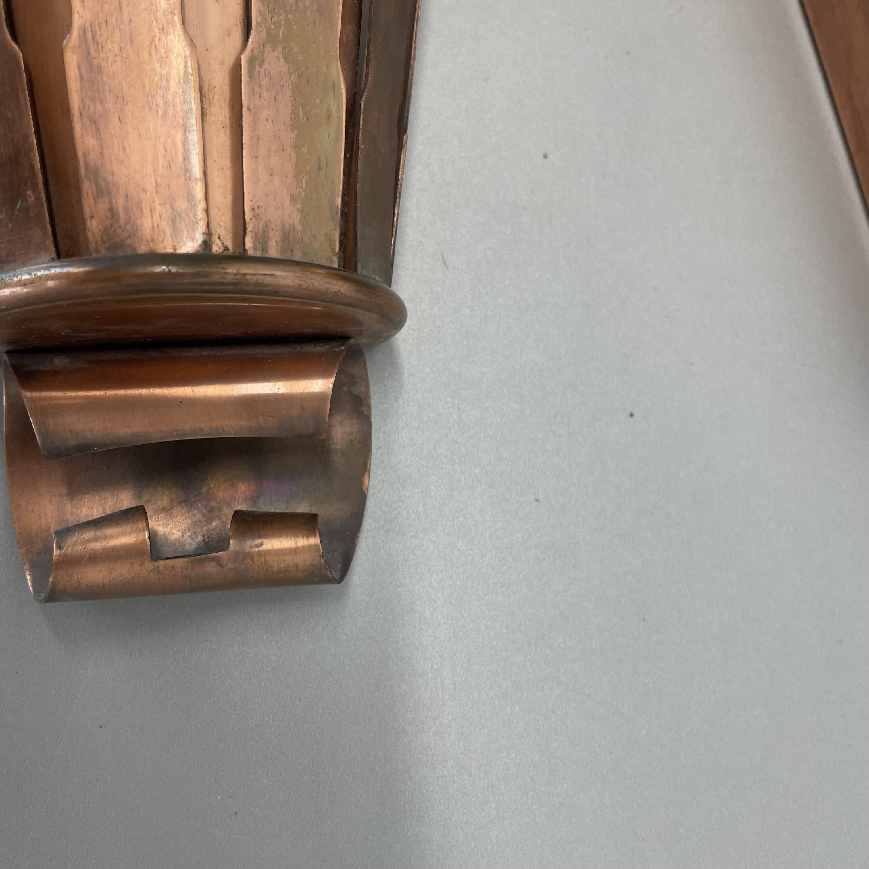set of 2 copper 25cm Gio Ponti Style Theatre Wall Light Sconces, Italy 1950
