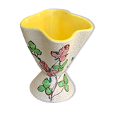 Vintage painted pink enamelled ceramic vase 1960