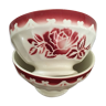 Two Digoin bowls with Burgundy floral décor