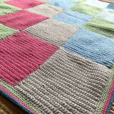 Couverture bébé , plaid crochet vintage 80X90 cm