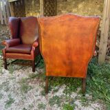 Vintage shepherdess armchairs in leather