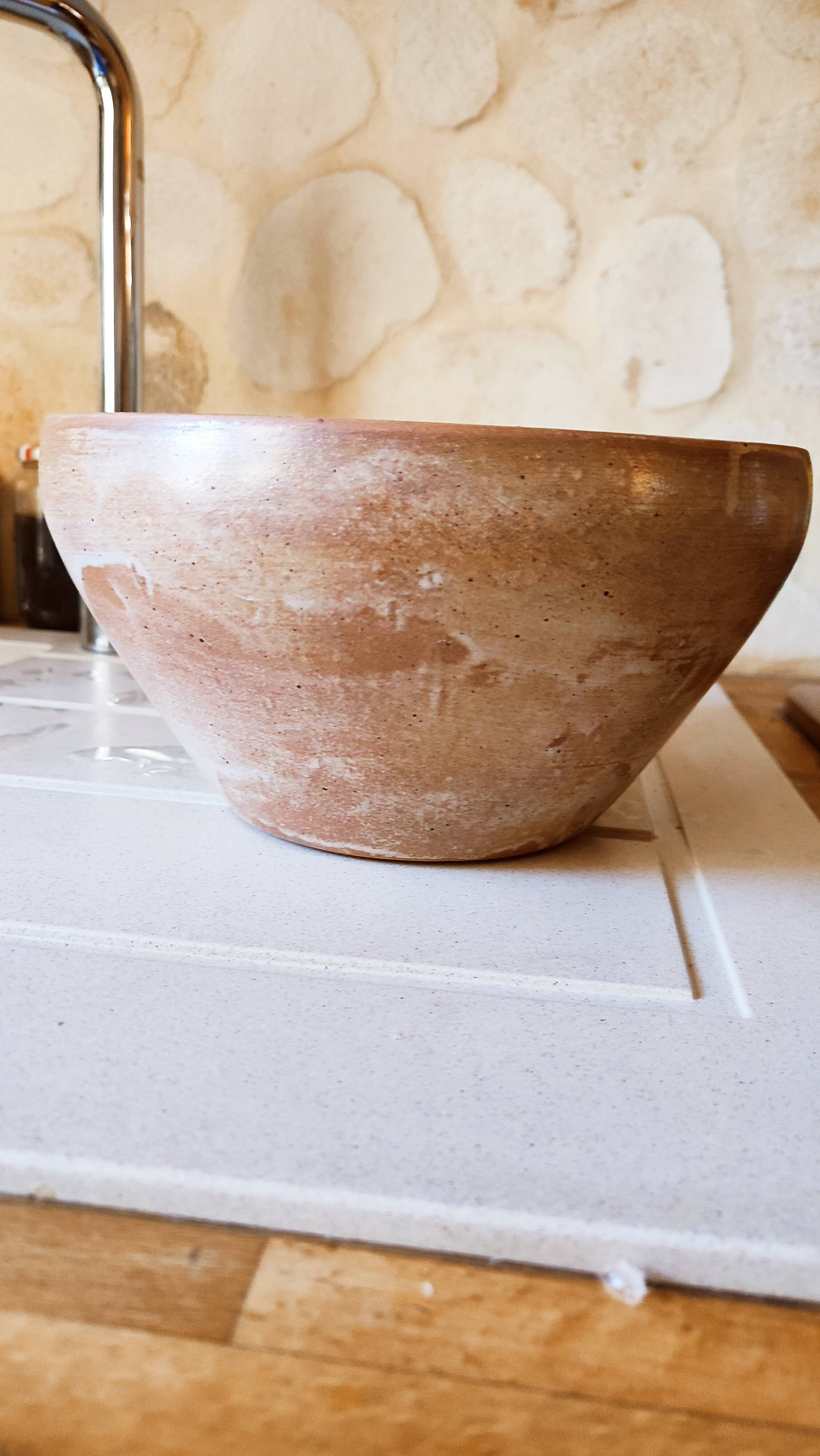 Hand-turned stoneware salad bowl