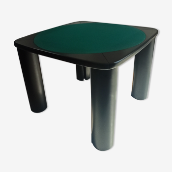 Square table mutlifunction Italian design, signed reversible board for the game, bar legs