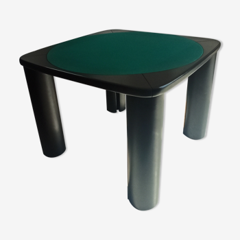 Table carrée mutlifonction Design italien signée plateau réversible pour le jeu, pieds bar