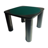 Square table mutlifunction Italian design, signed reversible board for the game, bar legs