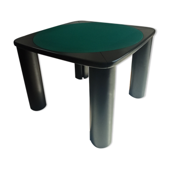 Square table mutlifunction Italian design, signed reversible board for the game, bar legs