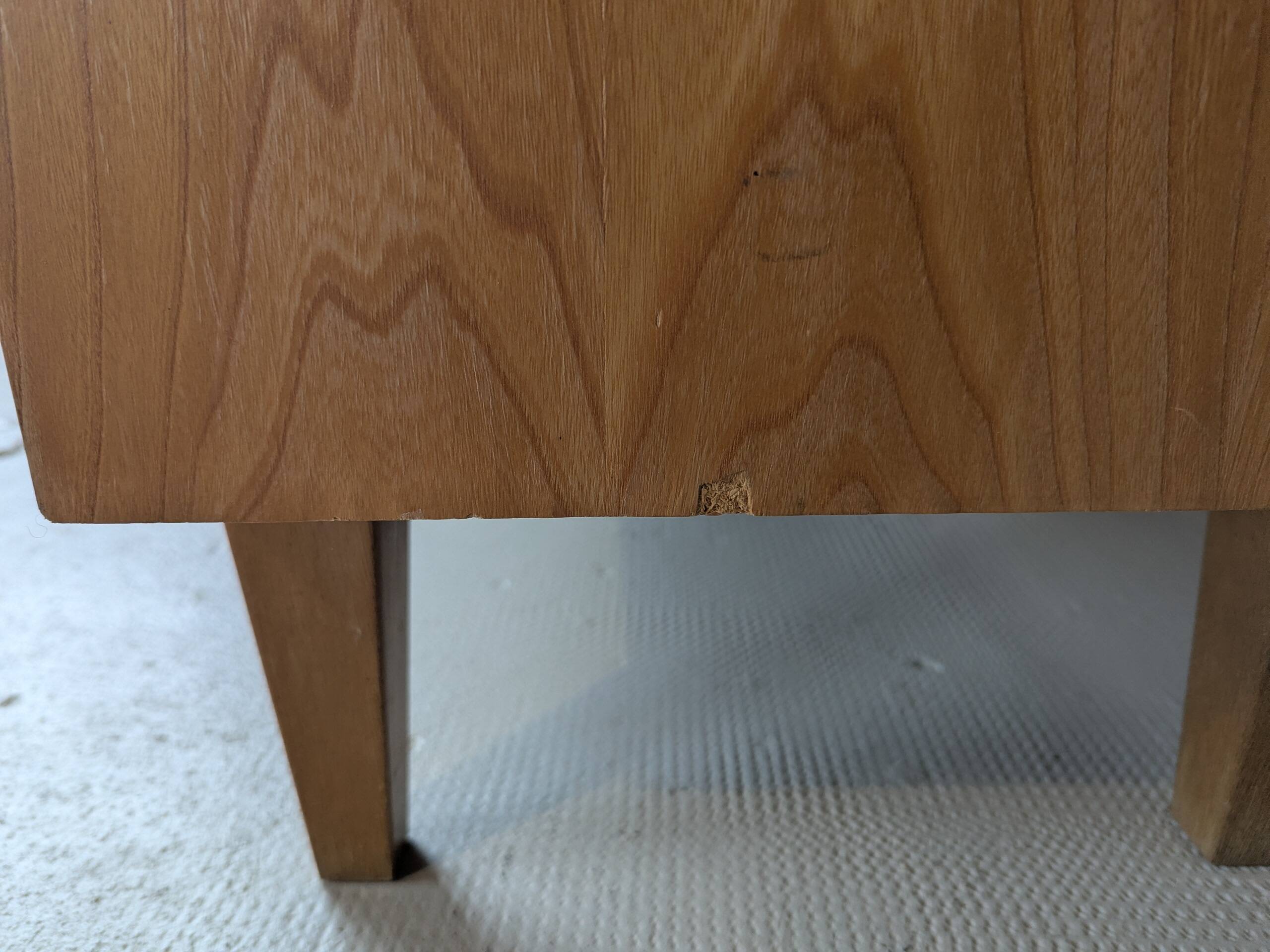 Vintage display cabinet in light wood, 1970s.