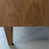 Vintage display cabinet in light wood, 1970s.