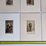 Ensemble de 6 photographies anciennes, portraits studio du XIXe siècle, hommes, femmes et enfants