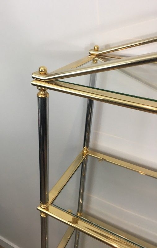 Neoclassical shelf with silver gunmetal patina and gilt metal