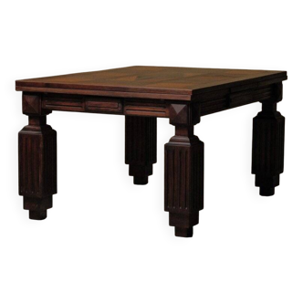 Art Deco table or desk, solid oak and marquetry, France 1930
