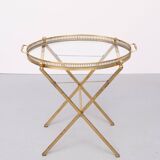 small Brass folding serving tray table 1970 France