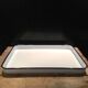 White and navy enamelled plate tray