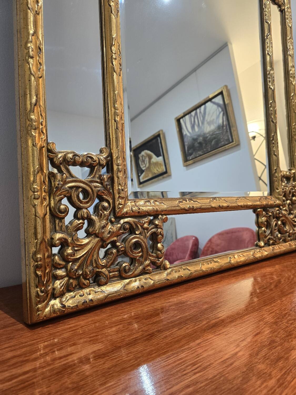 Belgian gilded mirror with glazing bead
