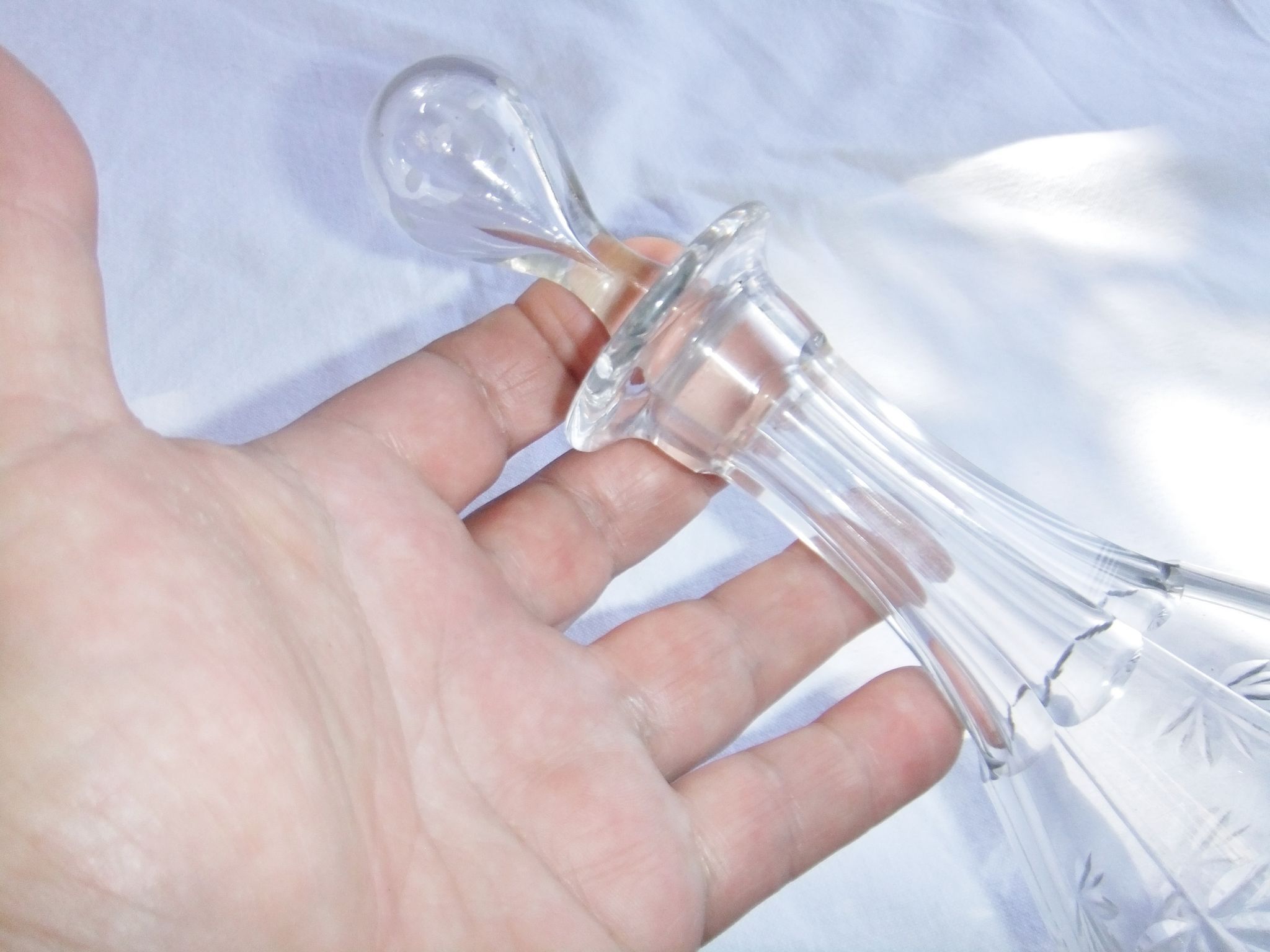 Bohemian crystal liqueur service Baccarat St Louis carafe glasses signed by an anchor