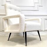 Fauteuil vintage en laine bouclée