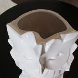 Contemporary vase in the shape of an owl, white ceramic