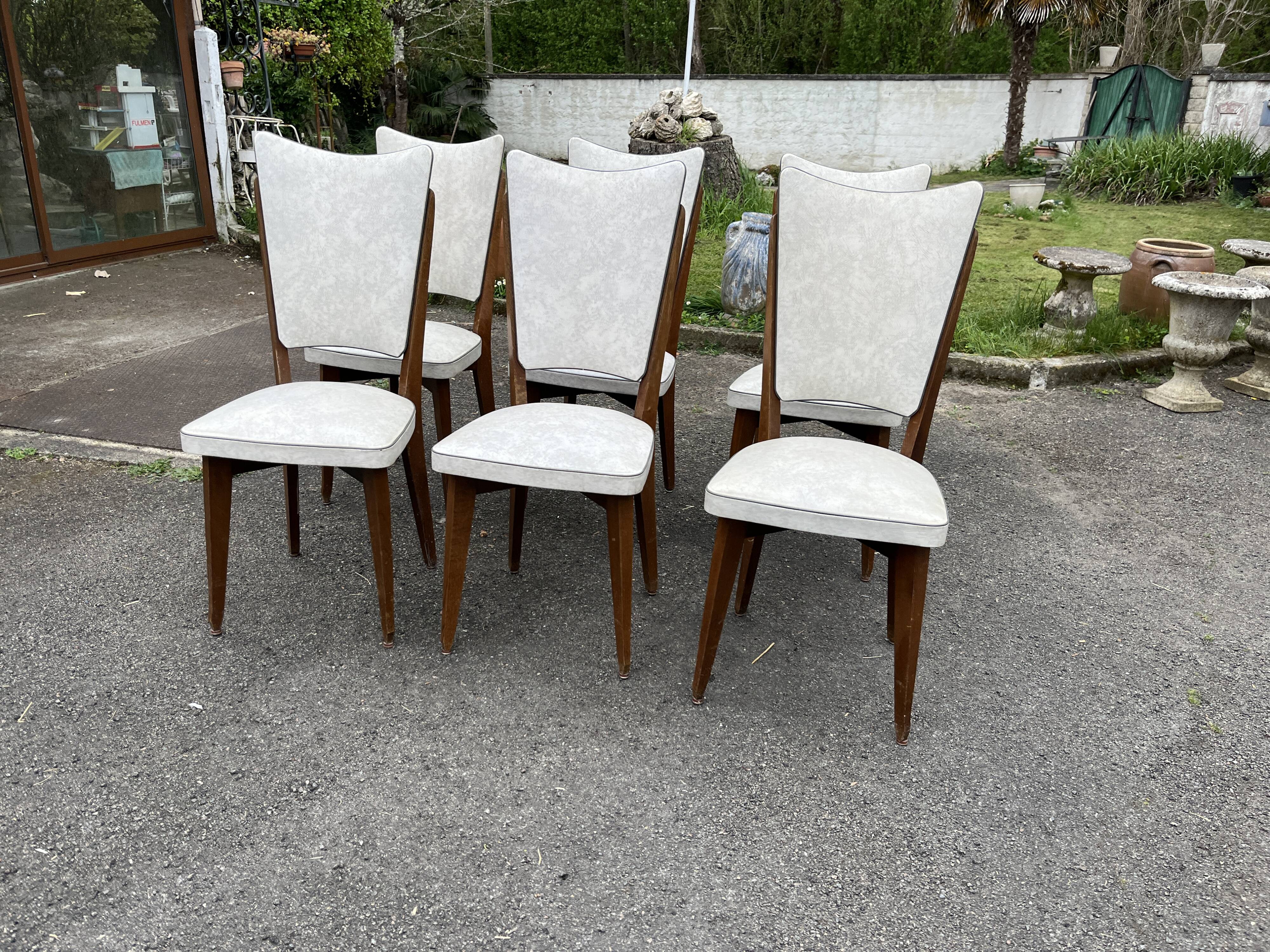 Ensemble de 6 chaises haute vintage – Design années 50/60