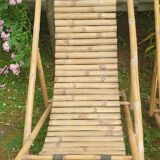 Pair of bamboo deck chairs, deckchairs