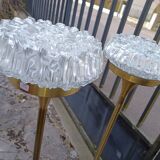 Pair of floor lamps gilded brass and glass maison Arlus 1950s