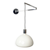 Wall lamp with swivel arm by Franco Albini, Franca Helg and Antonio Piva for Sirrah, Italy, 1960s. Chromed wall bracket with frosted glass shade