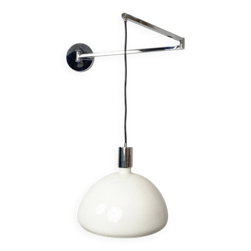 Wall lamp with swivel arm by Franco Albini, Franca Helg and Antonio Piva for Sirrah, Italy, 1960s. Chromed wall bracket with frosted glass shade