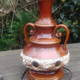 Vintage glazed ceramic lamp base from the 60s/70s with double lighting of medium size.